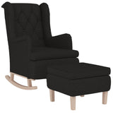 Armchair with Rocking Legs and Stool Black Fabric