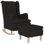Armchair with Rocking Legs and Stool Black Fabric