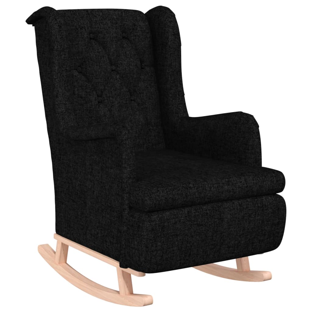 Armchair with Rocking Legs and Stool Black Fabric