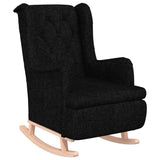 Armchair with Rocking Legs and Stool Black Fabric