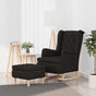 Armchair with Rocking Legs and Stool Black Fabric