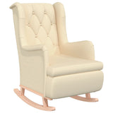 Armchair with Rocking Legs and Stool Cream Fabric