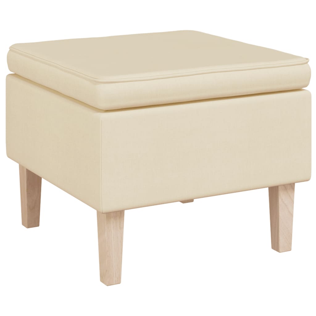 Armchair with Rocking Legs and Stool Cream Fabric