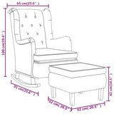 Armchair with Rocking Legs and Stool Cream Fabric