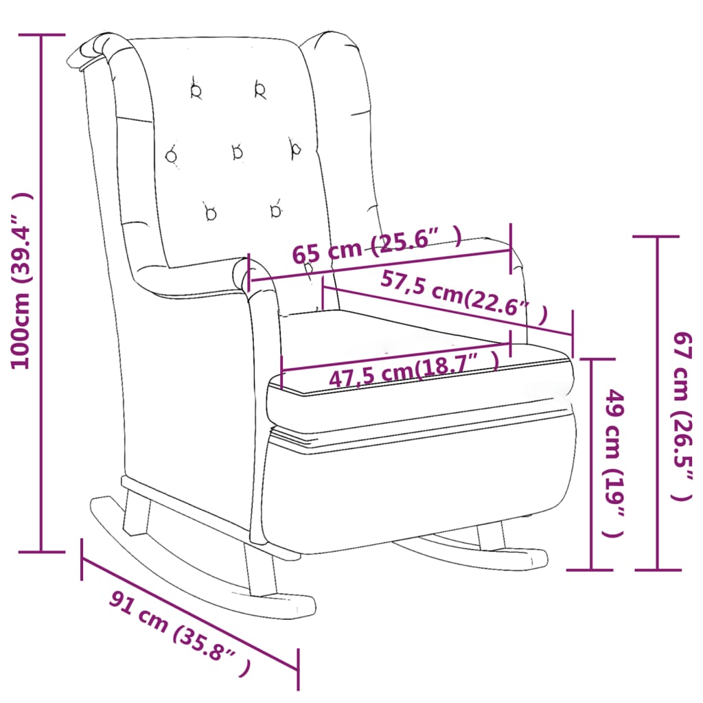 Armchair with Rocking Legs and Stool Cream Fabric