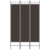 3-Panel Room Divider Brown 120x200 cm Fabric