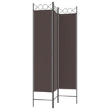 3-Panel Room Divider Brown 120x200 cm Fabric - Top-Down View