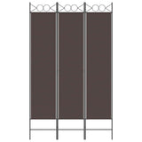 3-Panel Room Divider Brown 120x200 cm Fabric