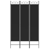 3-Panel Room Divider Black 120x200 cm Fabric - Side View