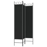 3-Panel Room Divider Black 120x200 cm Fabric - 45-Degree Angle