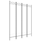 4-Panel Room Divider White 160x200 cm Fabric - Front View