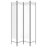 4-Panel Room Divider White 160x200 cm Fabric - 45-Degree Angle