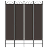 4-Panel Room Divider Brown 160x200 cm Fabric - Side View