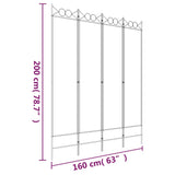 4-Panel Room Divider Brown 160x200 cm Fabric - Low Angle