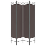 4-Panel Room Divider Brown 160x200 cm Fabric - Side View