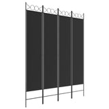 4-Panel Room Divider Black 160x200 cm Fabric - Front View