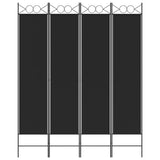 4-Panel Room Divider Black 160x200 cm Fabric