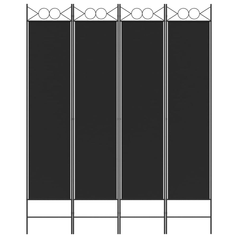 4-Panel Room Divider Black 160x200 cm Fabric