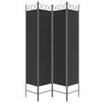 4-Panel Room Divider Black 160x200 cm Fabric