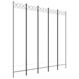 5-Panel Room Divider White 200x200 cm Fabric - Front View