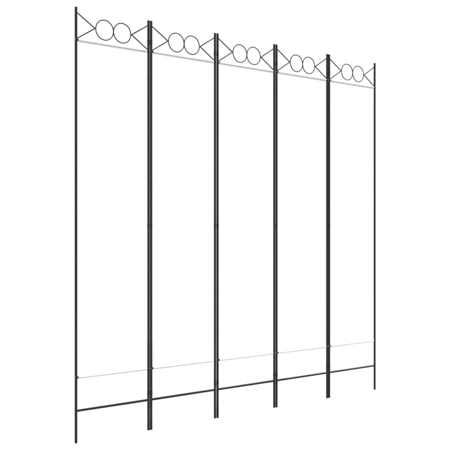 5-Panel Room Divider White 200x200 cm Fabric