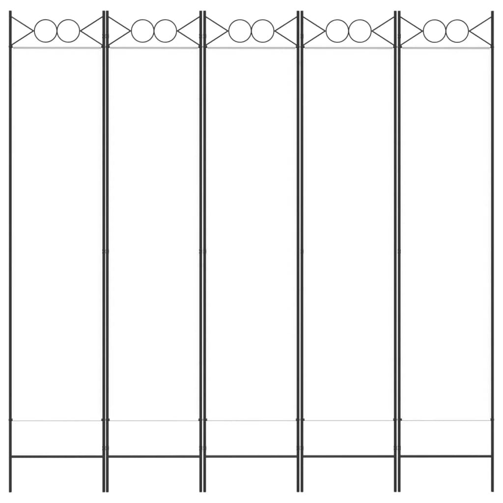 5-Panel Room Divider White 200x200 cm Fabric