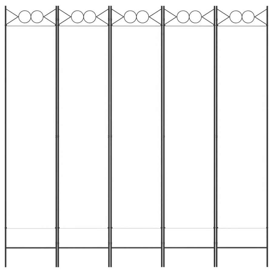 5-Panel Room Divider White 200x200 cm Fabric