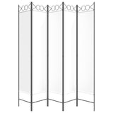 5-Panel Room Divider White 200x200 cm Fabric - Top-Down View