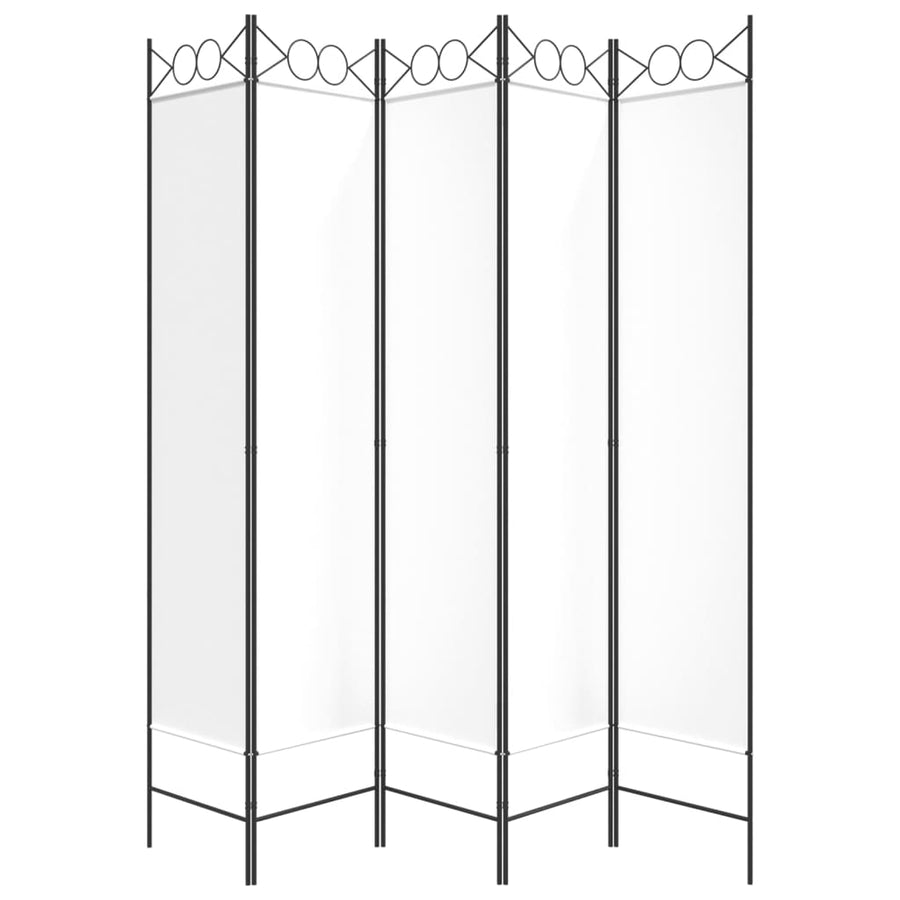 5-Panel Room Divider White 200x200 cm Fabric