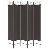 5-Panel Room Divider Brown 200x200 cm Fabric - Side View