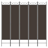 5-Panel Room Divider Brown 200x200 cm Fabric