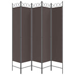 5-Panel Room Divider Brown 200x200 cm Fabric