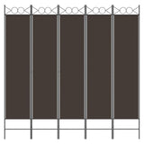 5-Panel Room Divider Brown 200x200 cm Fabric - Top-Down View