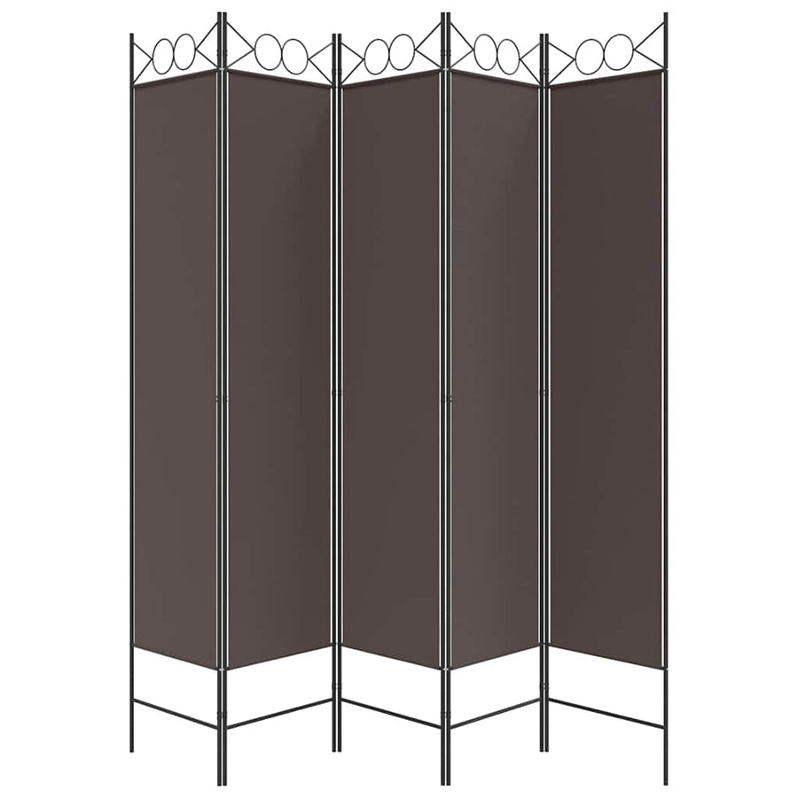 5-Panel Room Divider Brown 200x200 cm Fabric