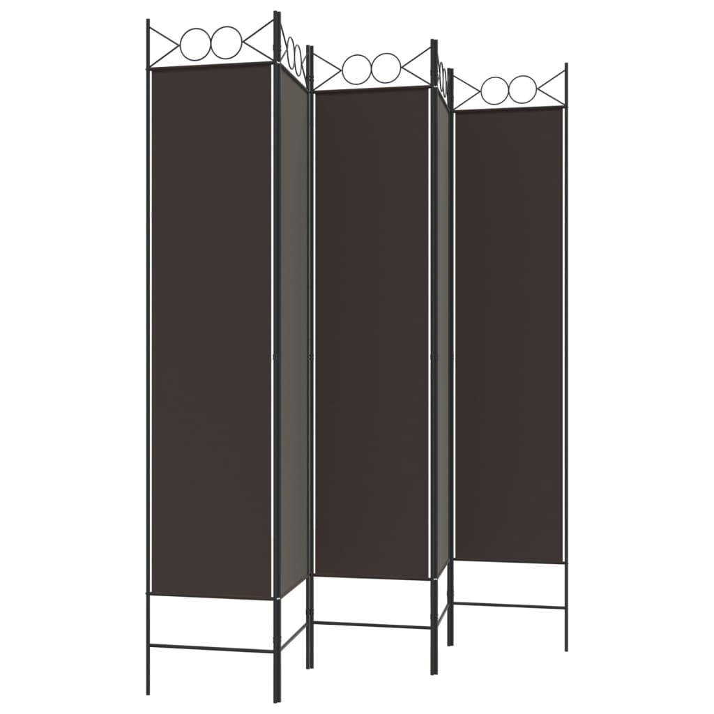 5-Panel Room Divider Brown 200x200 cm Fabric