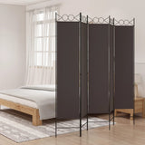 5-Panel Room Divider Brown 200x200 cm Fabric