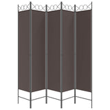 5-Panel Room Divider Brown 200x200 cm Fabric