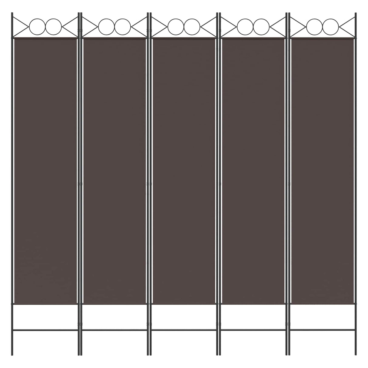 5-Panel Room Divider Brown 200x200 cm Fabric
