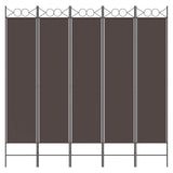 5-Panel Room Divider Brown 200x200 cm Fabric - Rear View