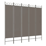 5-Panel Room Divider Anthracite 200x200 cm Fabric - Front View