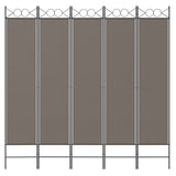 5-Panel Room Divider Anthracite 200x200 cm Fabric