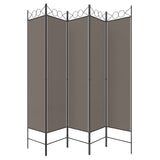 5-Panel Room Divider Anthracite 200x200 cm Fabric - 45-Degree Angle