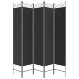 5-Panel Room Divider Black 200x200 cm Fabric - Top-Down View