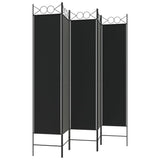 5-Panel Room Divider Black 200x200 cm Fabric - 45-Degree Angle
