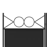 5-Panel Room Divider Black 200x200 cm Fabric - Close-Up Angle