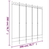 5-Panel Room Divider Black 200x200 cm Fabric - Low Angle
