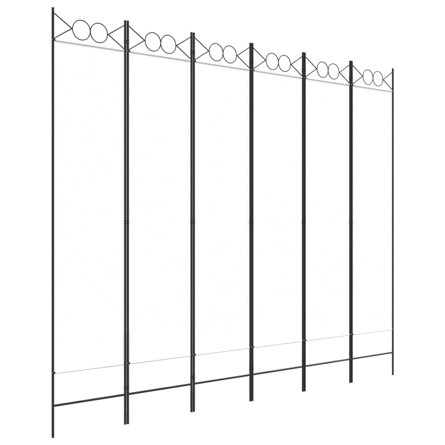 6-Panel Room Divider White 240x200 cm Fabric