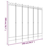 6-Panel Room Divider White 240x200 cm Fabric