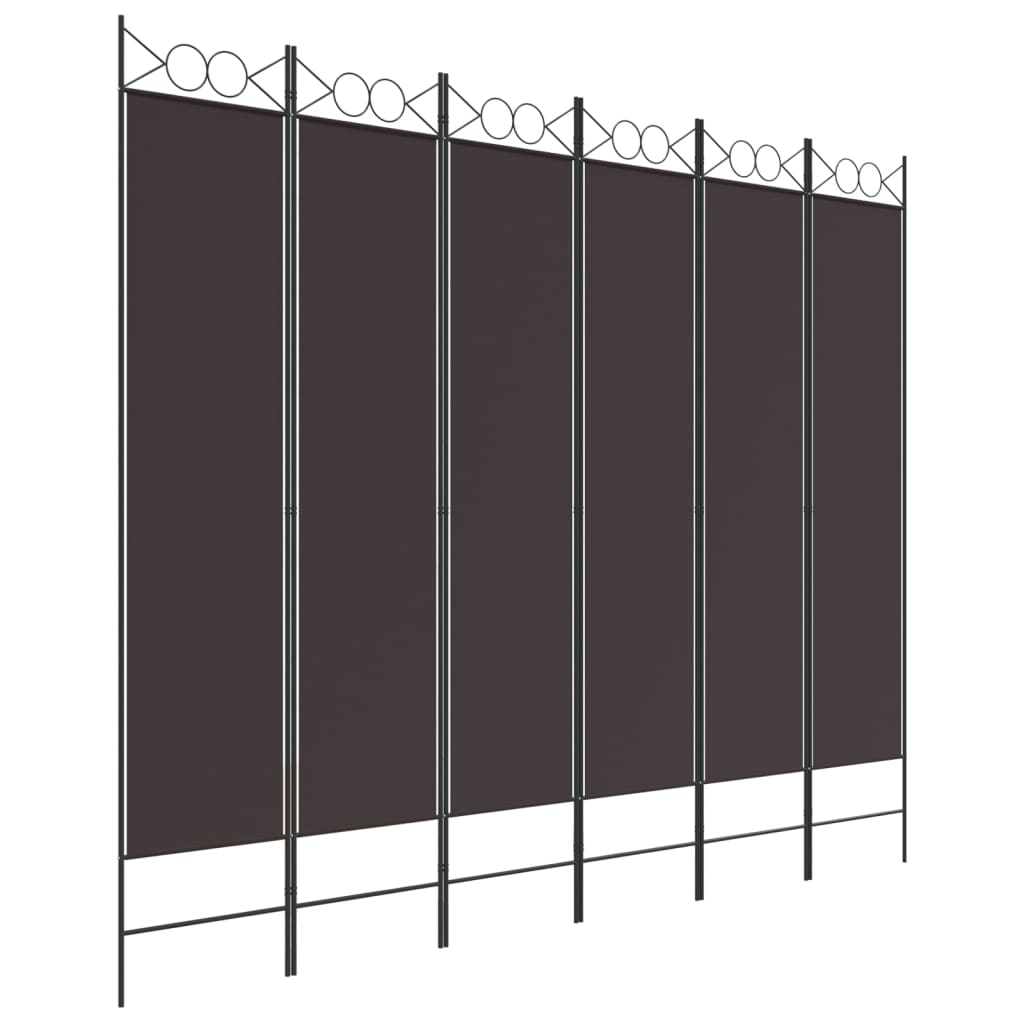 6-Panel Room Divider Brown 240x200 cm Fabric