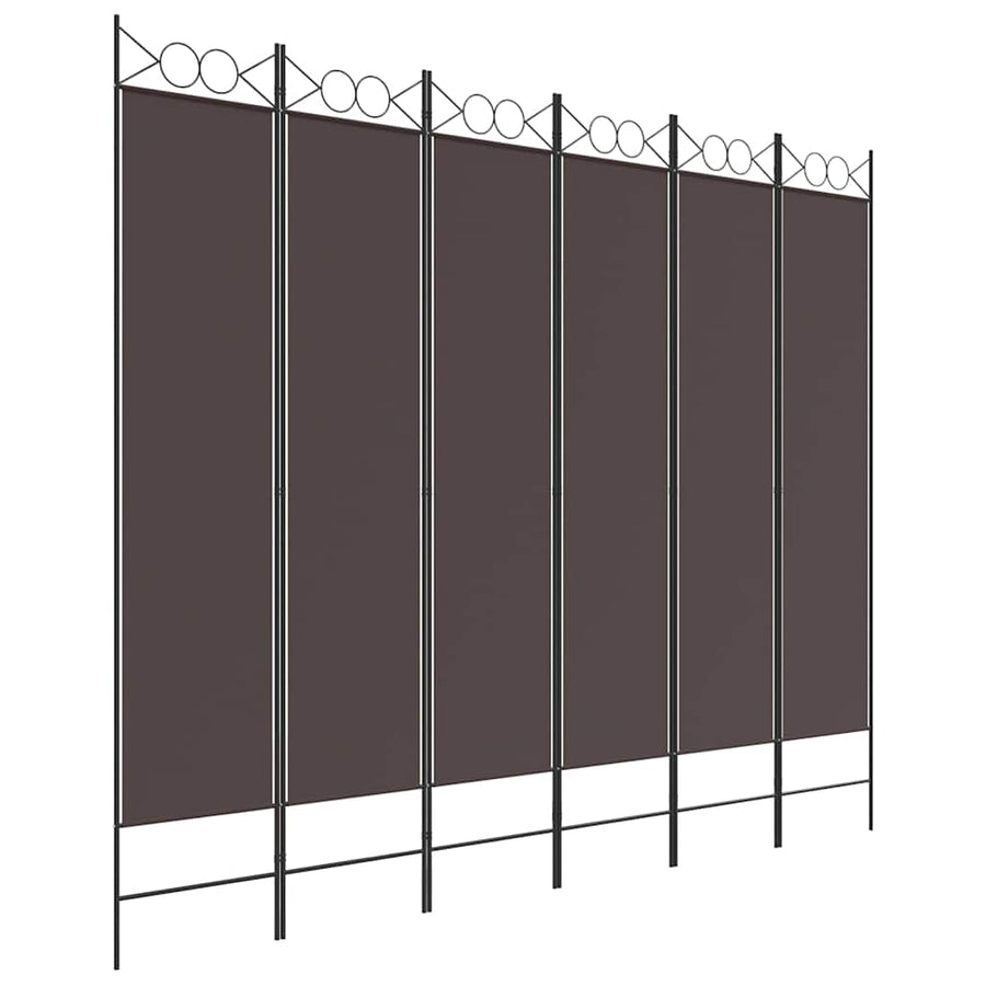 6-Panel Room Divider Brown 240x200 cm Fabric